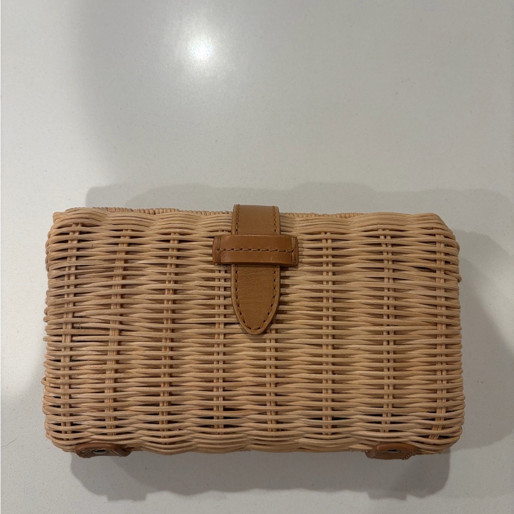 JCrew Woven Rattan Clutch Bag in Tan - Picture 2 of 3